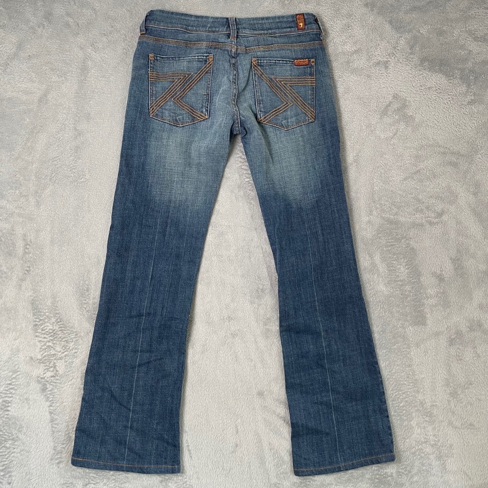 7 For All Mankind Flynt Bootcut Jean Womens 29 Blue A Pocket Lowrise Y2K Mcbling - Picture 3 of 11